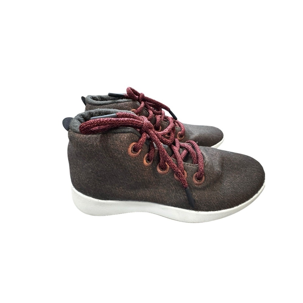 Allbirds Wool High Top Sneakers Size 7 Brown Red Laces Sustainable Comfort